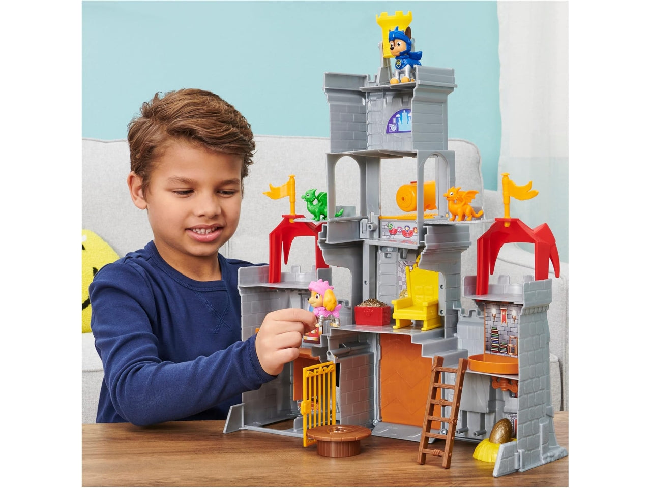 Set da gioco Paw Patrol, Rescue Knights Castle HQ trasformabile da 11 pezzi con Chase e mini personaggi d'azione del drago Draco per bambini dai 3 anni in su | Spin Master