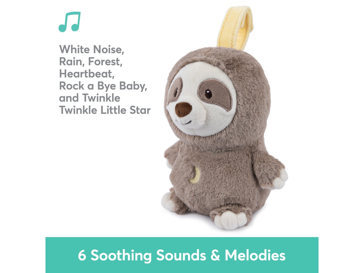 Bradipo della nanna baby gund, peluche sonoro con 6 melodie, per neonati 0+ - Spin Master