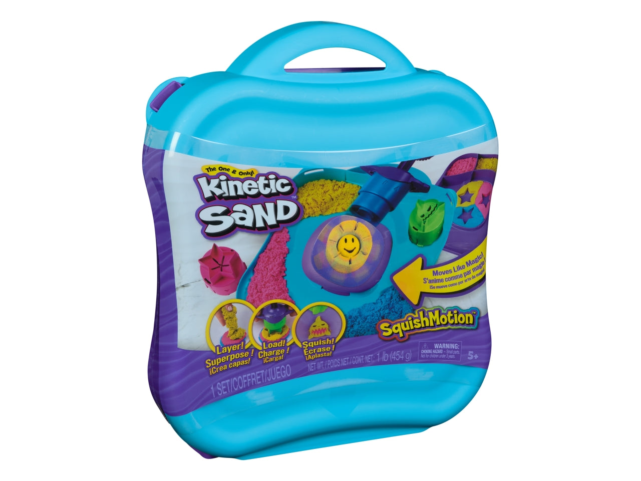 Kinetic sand squish motion, valigetta sensoriale con sabbia e formine, per bambini da 5+ anni - Spin Master
