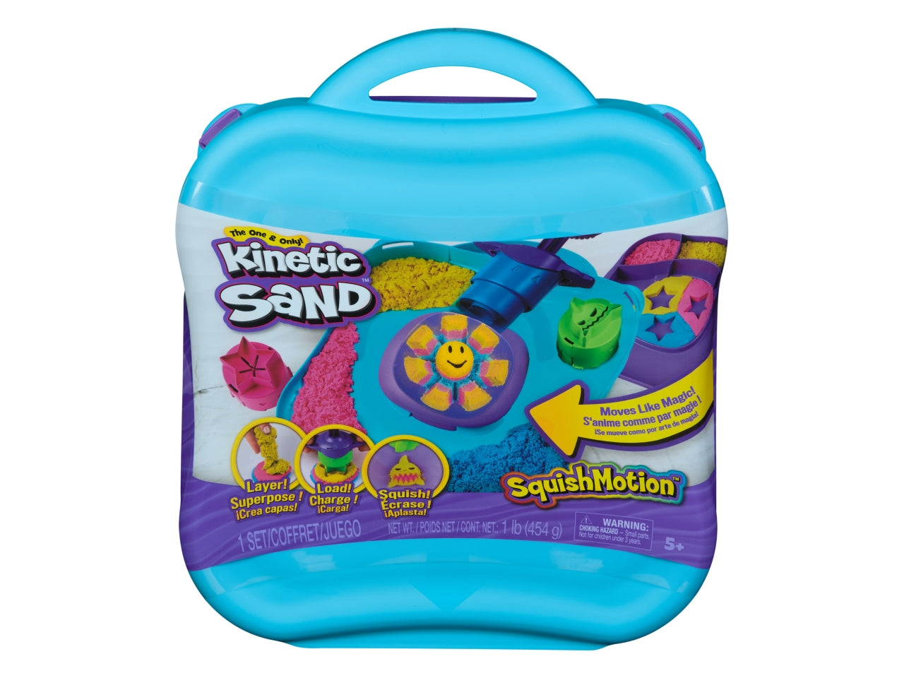 Kinetic sand squish motion, valigetta sensoriale con sabbia e formine, per bambini da 5+ anni - Spin Master