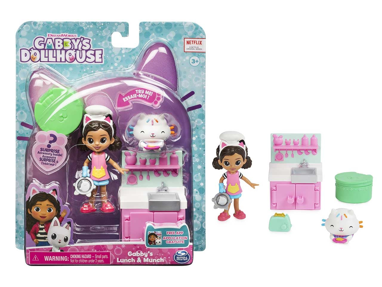Gabby's Dollhouse set cucina con 2 personaggi e scatola sorpresa per bambine di  3+ anni - Spin Master