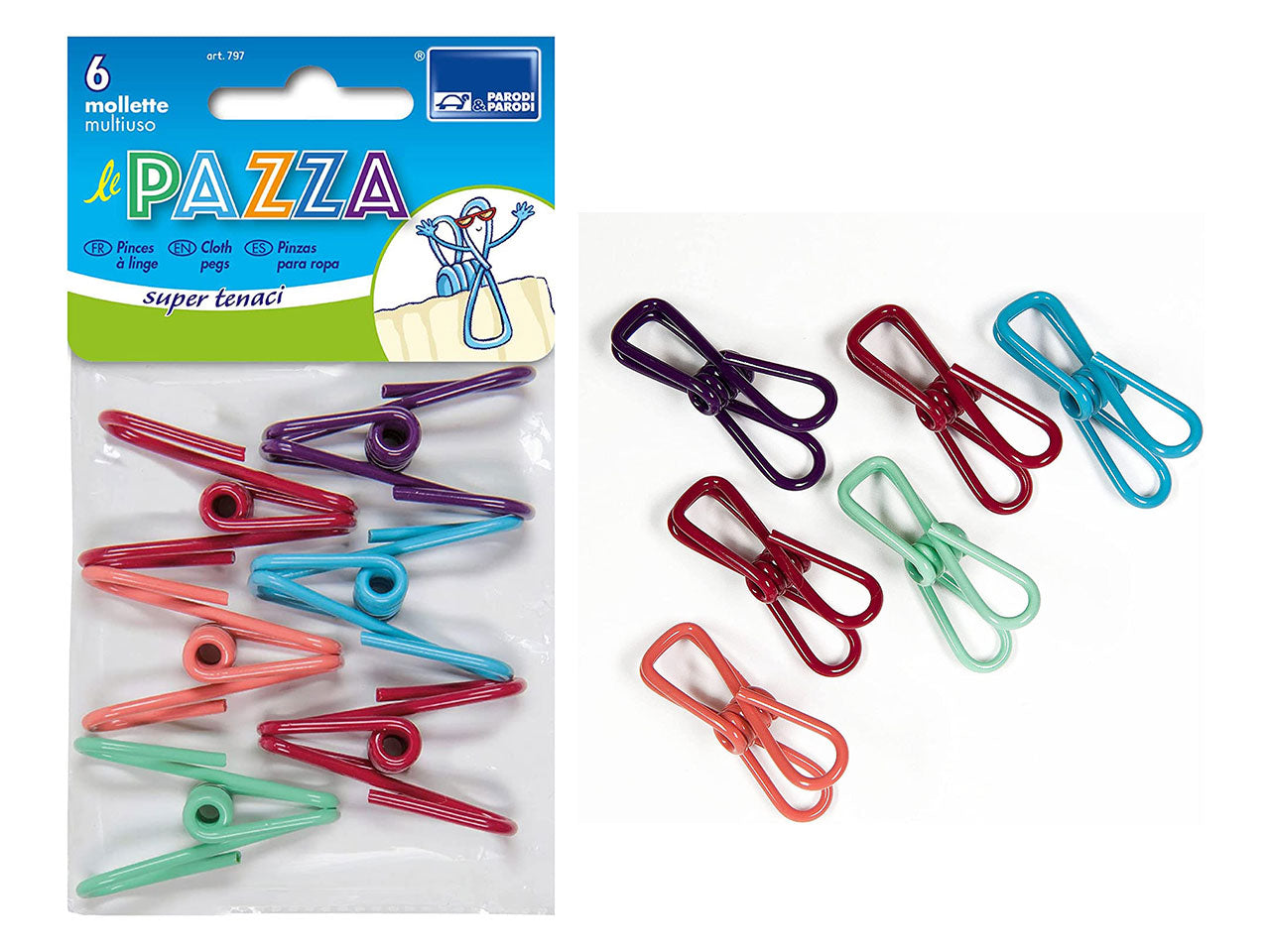 Molletta pazza bucato e multiuso - la confezione comprende 6 mollete