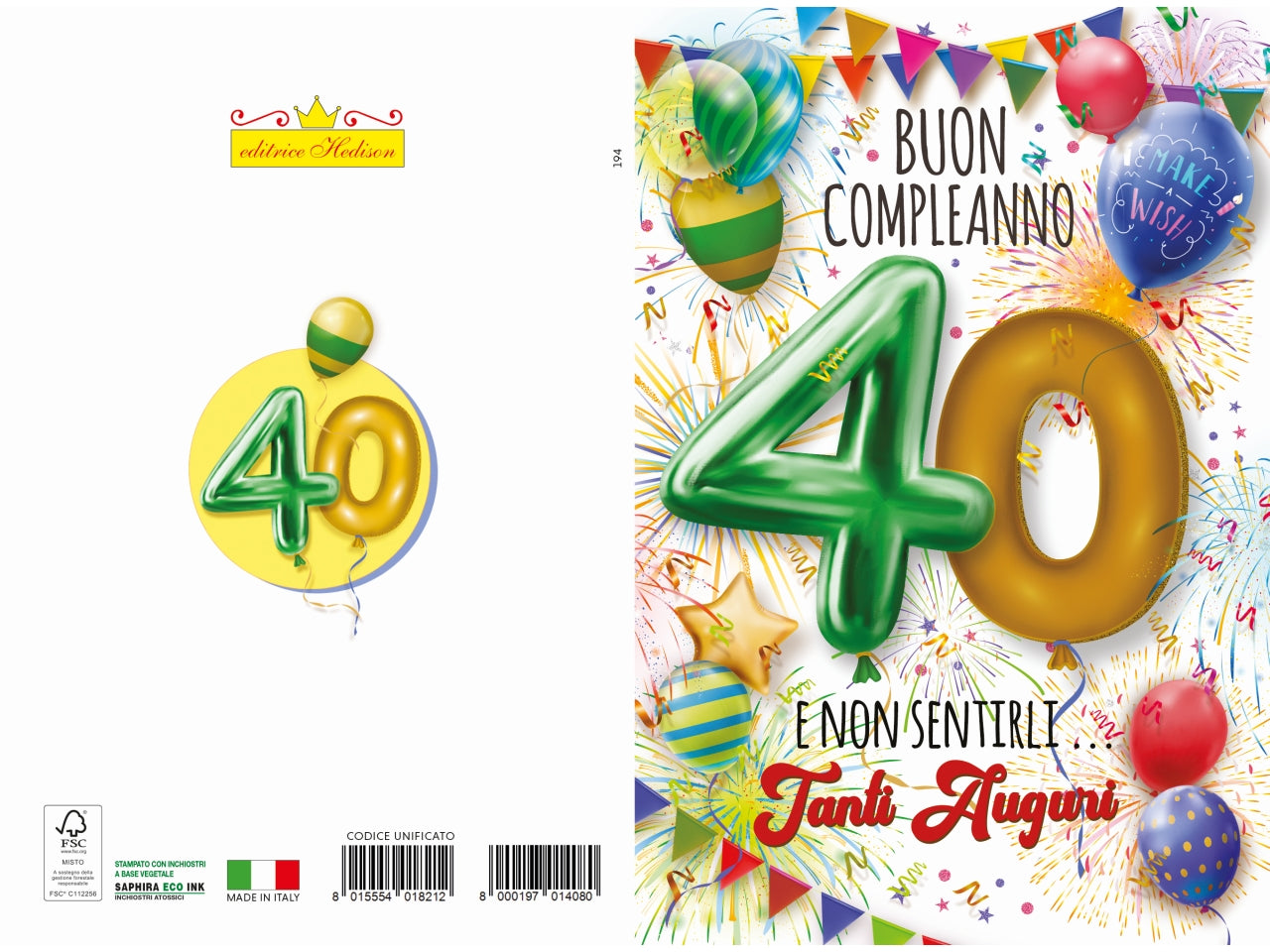 Biglietto auguri 40 anni