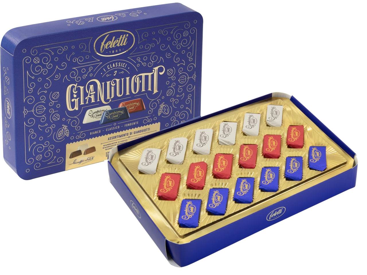 Scatola sorini con gianduiotti assortiti 170gr