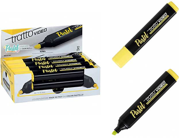 Evidenziatore giallo limone dimensione tratto 1-5mm 12 pezzi