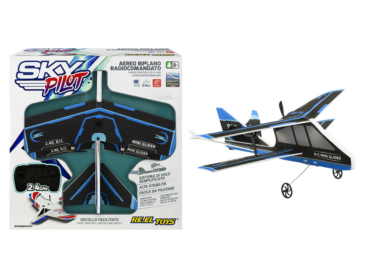 Sky pilot aereo radiocomandato con giroscopio 2.4 ghz colore nero