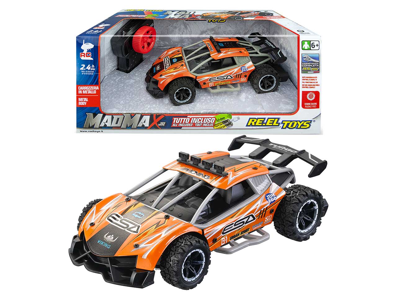 Auto mad max jr. con radiocomando a controllo completo in scala 1:24 2.4 ghz - completo di pacco pile al litio e usb per ricarica