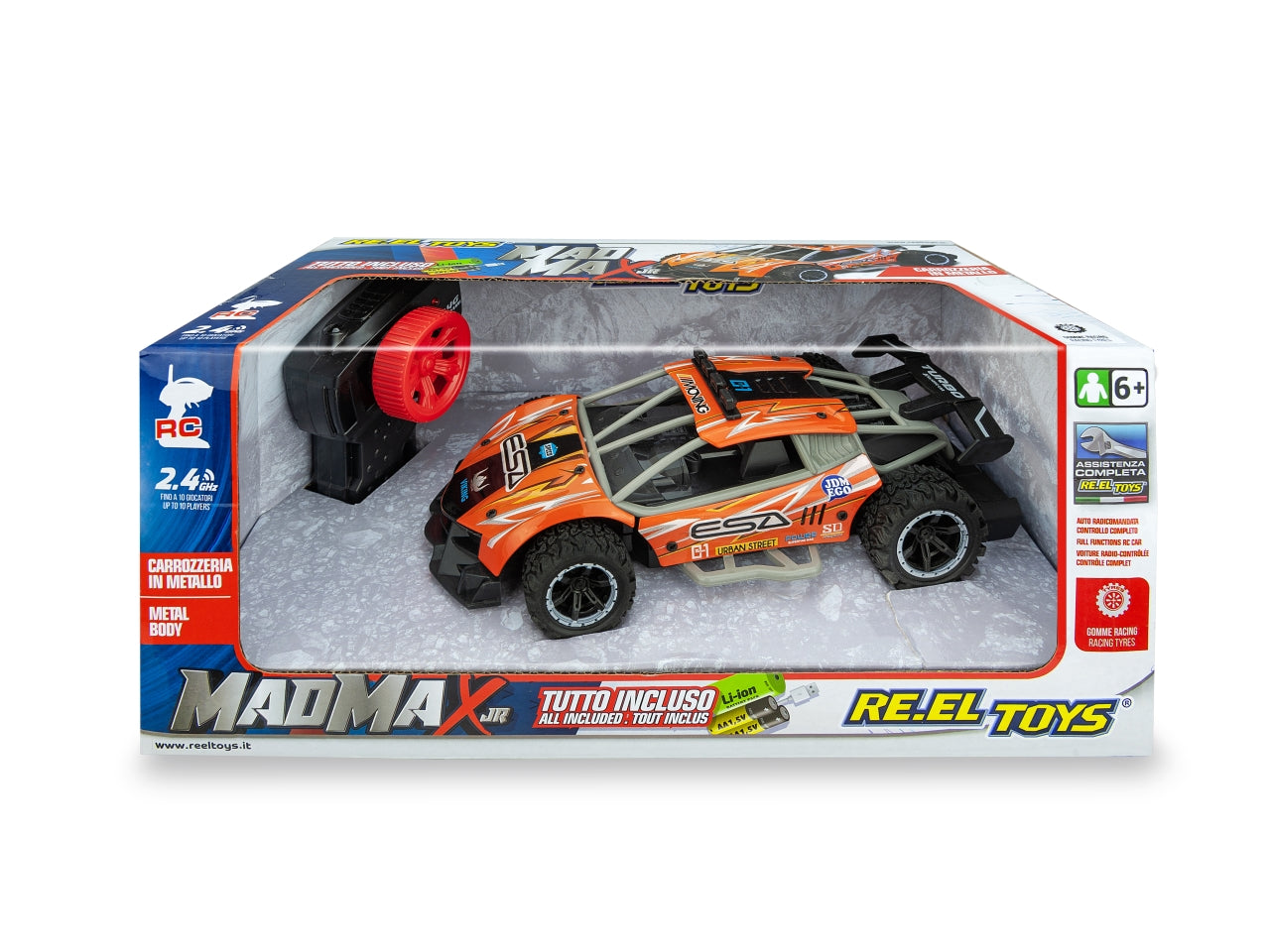 Auto mad max jr. con radiocomando a controllo completo in scala 1:24 2.4 ghz - completo di pacco pile al litio e usb per ricarica