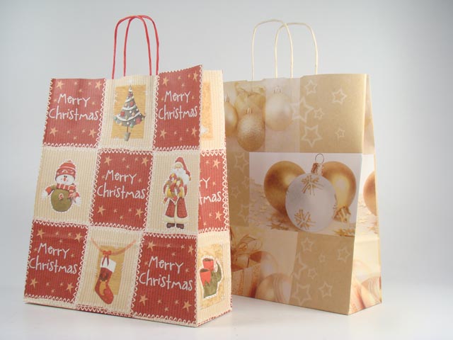 Shopper in carta natale 1 formato 36x12x41cm assortito