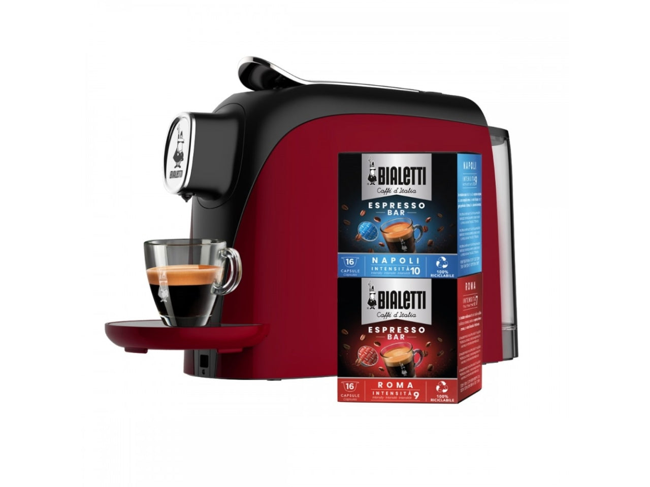Bialetti macchina da caffe' bundle mignon rosso con 32 capsule