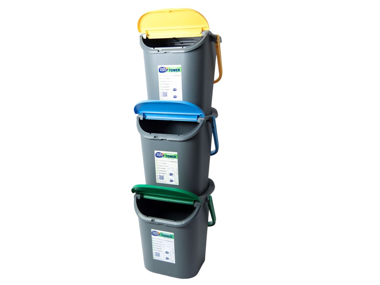Set di 3 tower bin 30lt con maniglione
