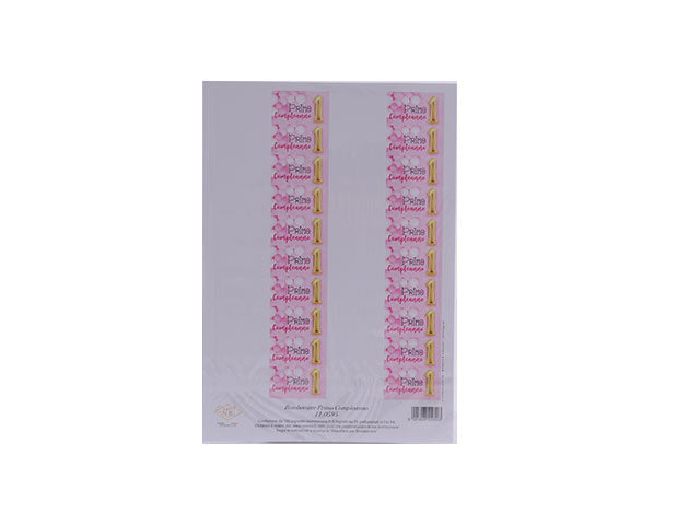 Bigliettini compleanno per bomboniere cromo primo compleanno bimba colore rosa misura 4,5x2,5cm - la confezione comprende 100 bigliettini