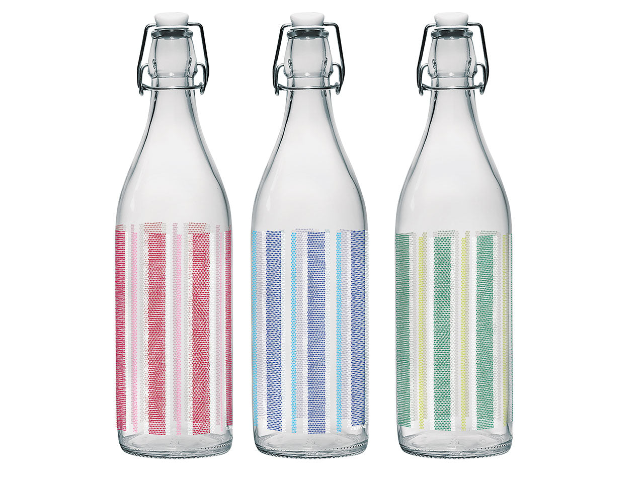 Bottiglia linea lory con decorazioni canvas da 1lt con tappo bianco in 3 assortimenti