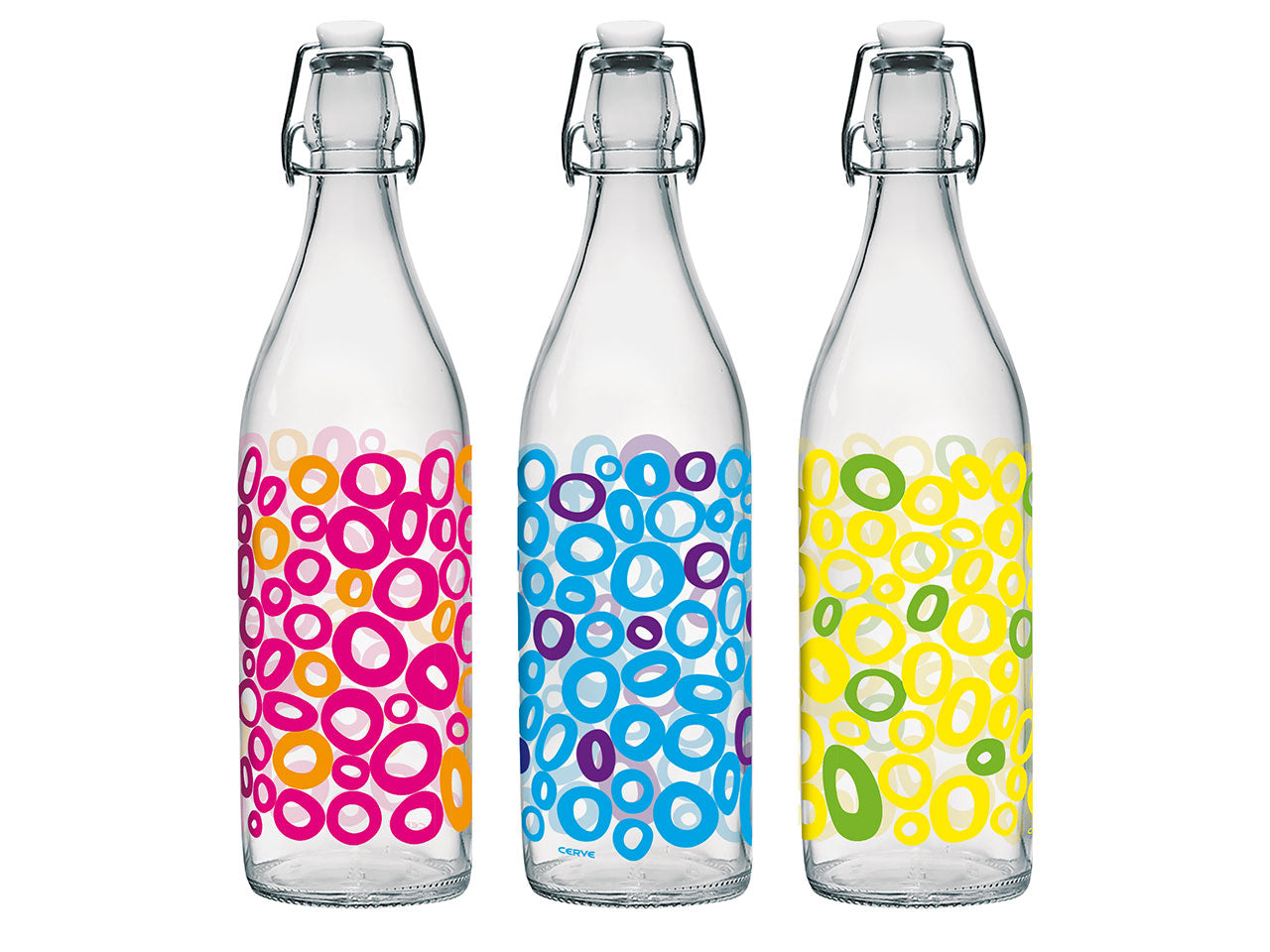 Bottiglia linea lory con decorazioni play da 1lt con tappo bianco in 3 assortimenti