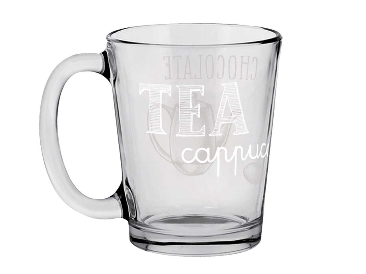 Bicchieri mug in vetro linea nadia con decorazioni easy white da 310cc in confezione da 2 pezzi