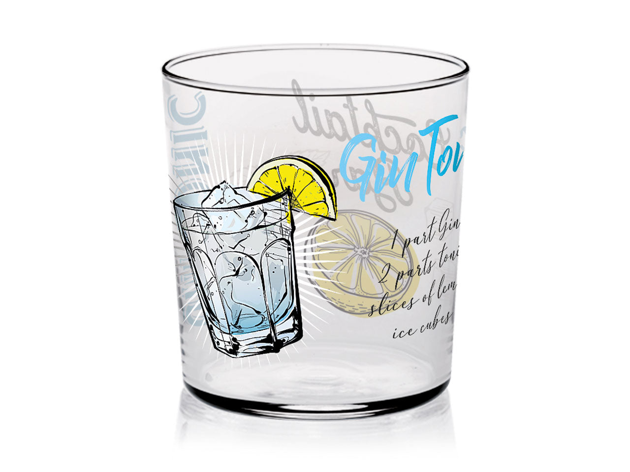 Bicchieri in vetro per cocktail linea conic in confezione da 3 pezzi con decorazioni drink da 360cc in 3 assortimenti