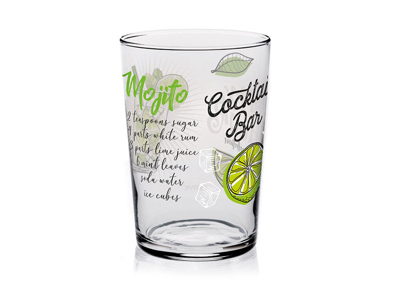 Bicchieri in vetro per cocktail linea conic in confezione da 3 pezzi con decorazioni drink da 510cc in 3 assortimenti