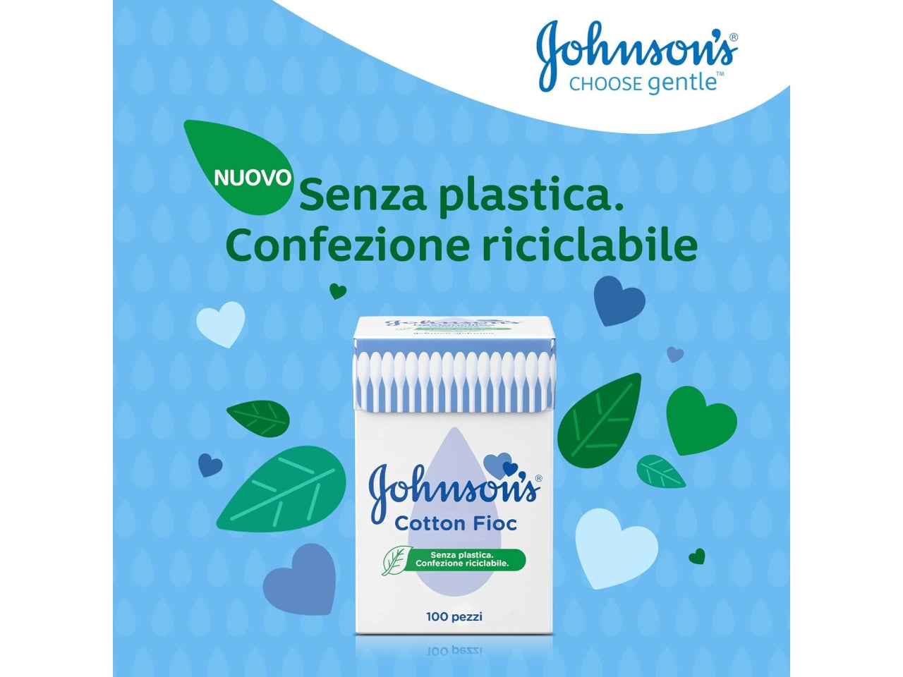 Johnson's cotton fioc scatola in carta 100 pezzi$