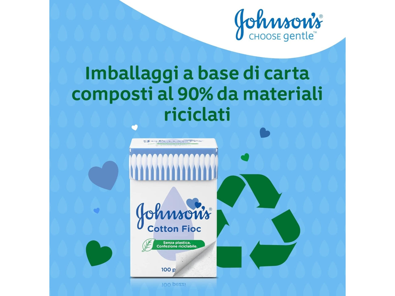 Johnson's cotton fioc scatola in carta 100 pezzi$