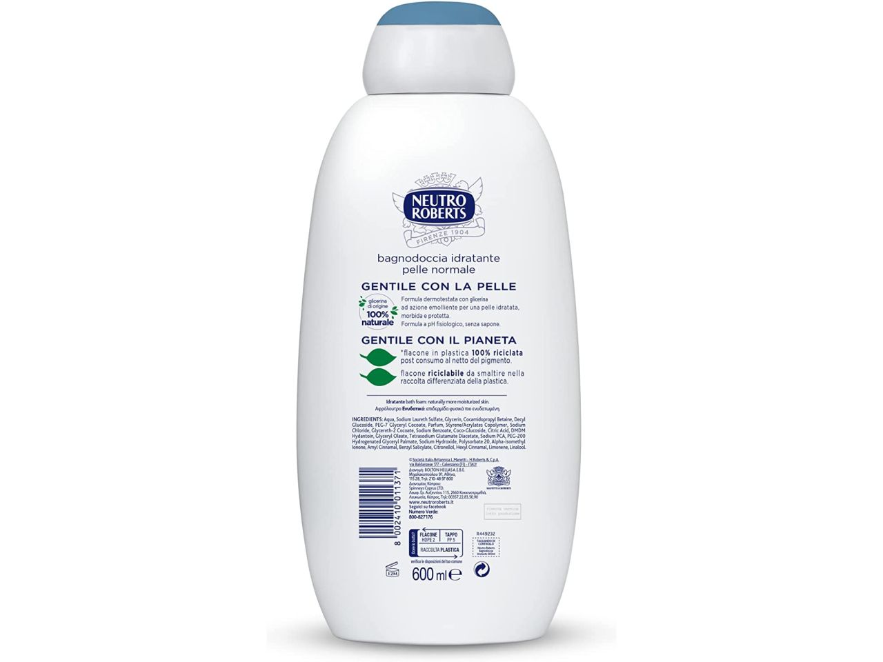Neutro roberts bagnodoccia 600ml idratante con glicerina naturale