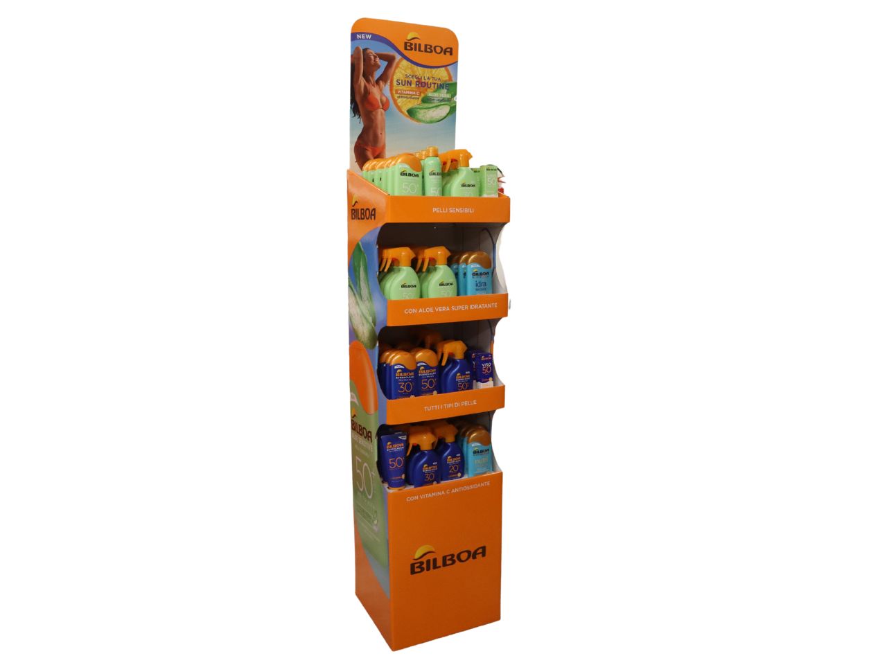 Bilboa solari aloe + vit c espositore da 90 solari