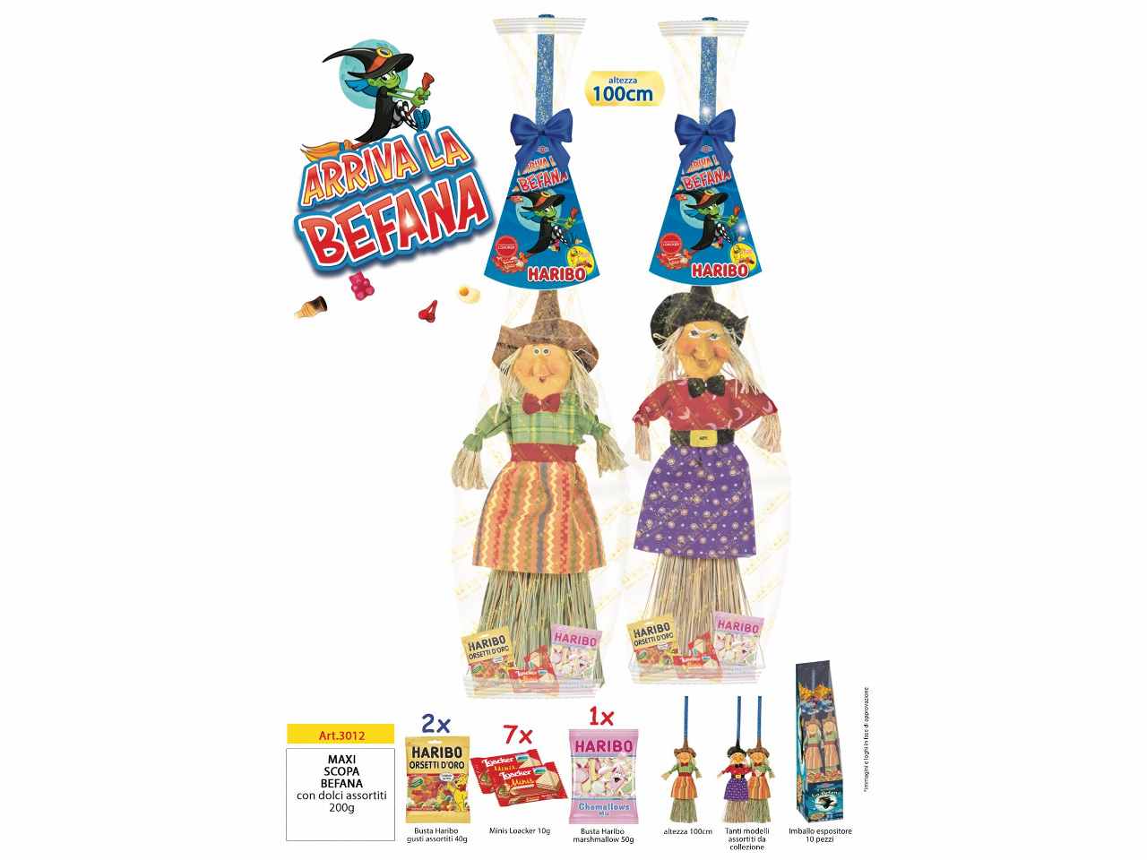 Scopa befana con 200gr di caramelle