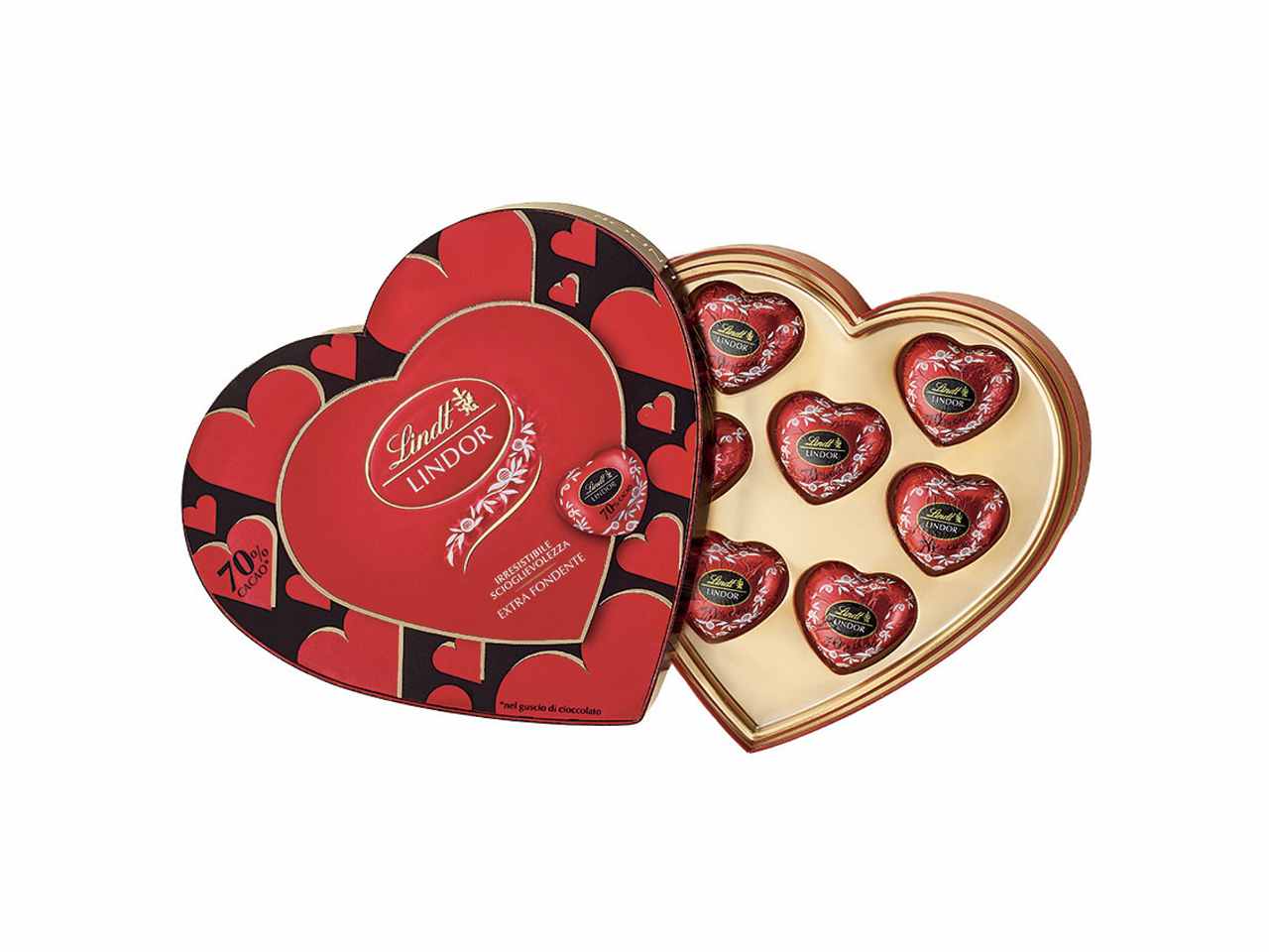 Lindor scatola cuore al cioccolato fondente 70% 96gr