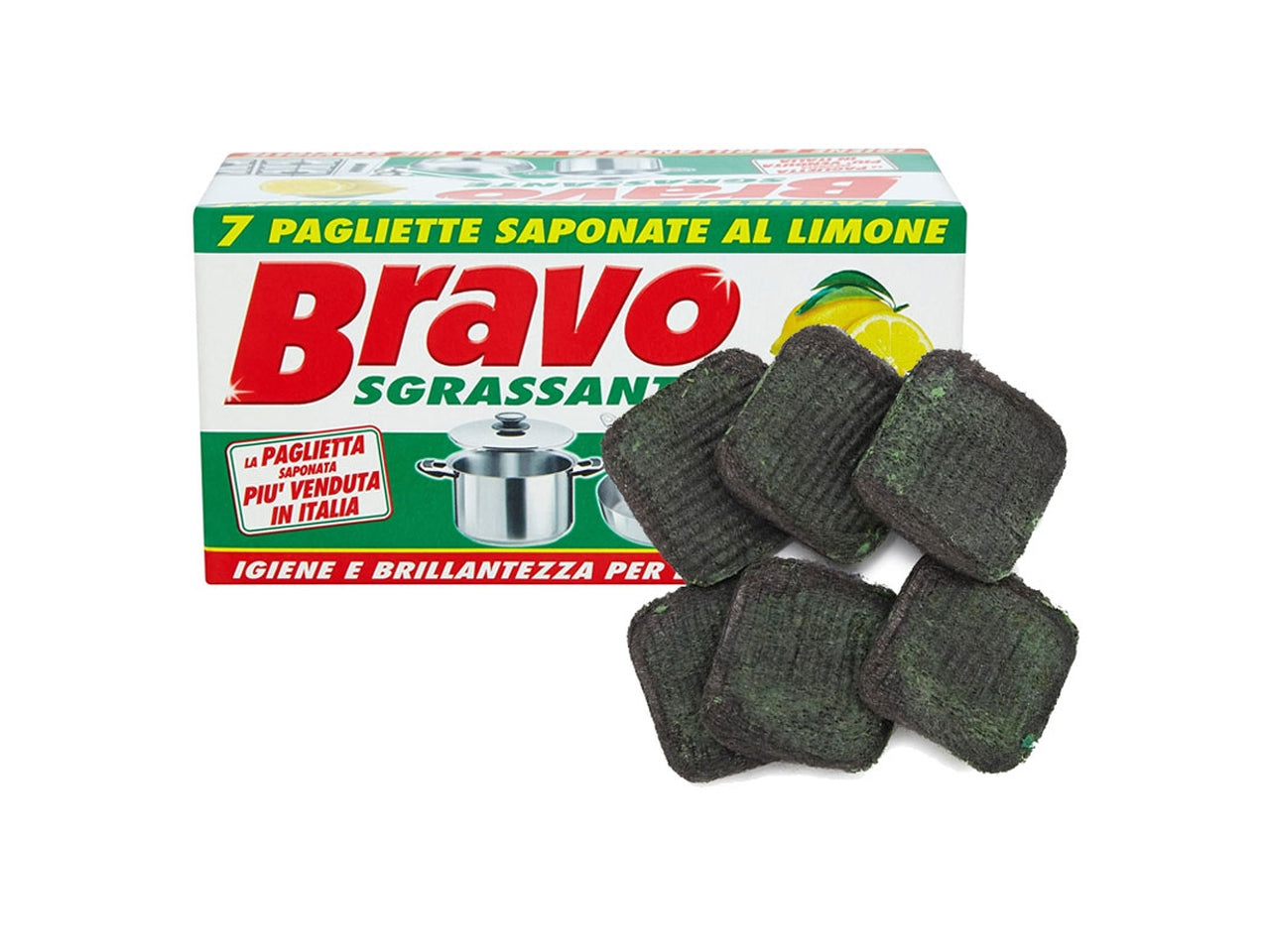 Bravo sgrassante 7 pagliette saponate al limone per stoviglie$