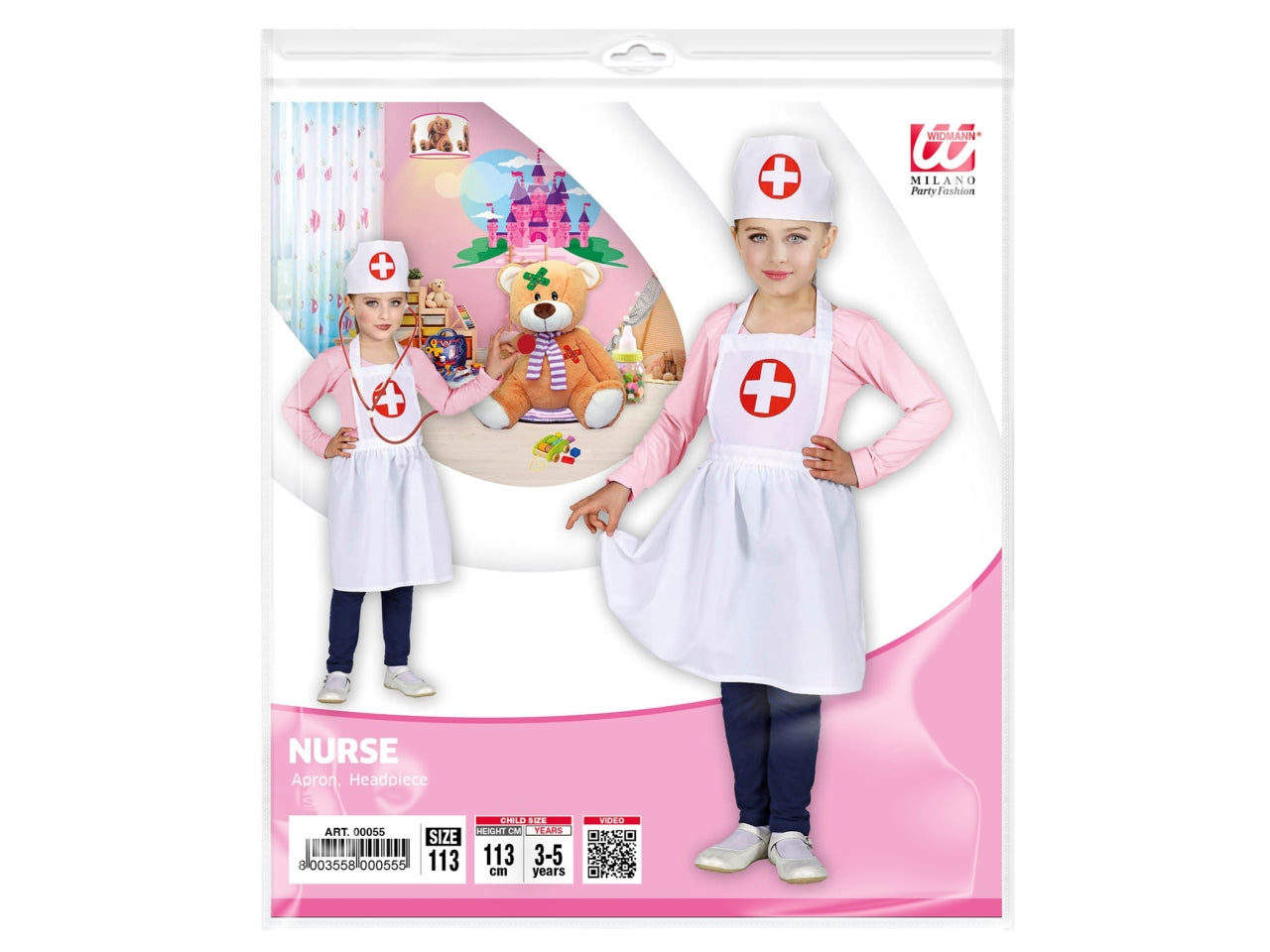 Set da infermiera - il set comprende grembiule e copricapo - misura bambino 113cm - taglia 3-5 anni