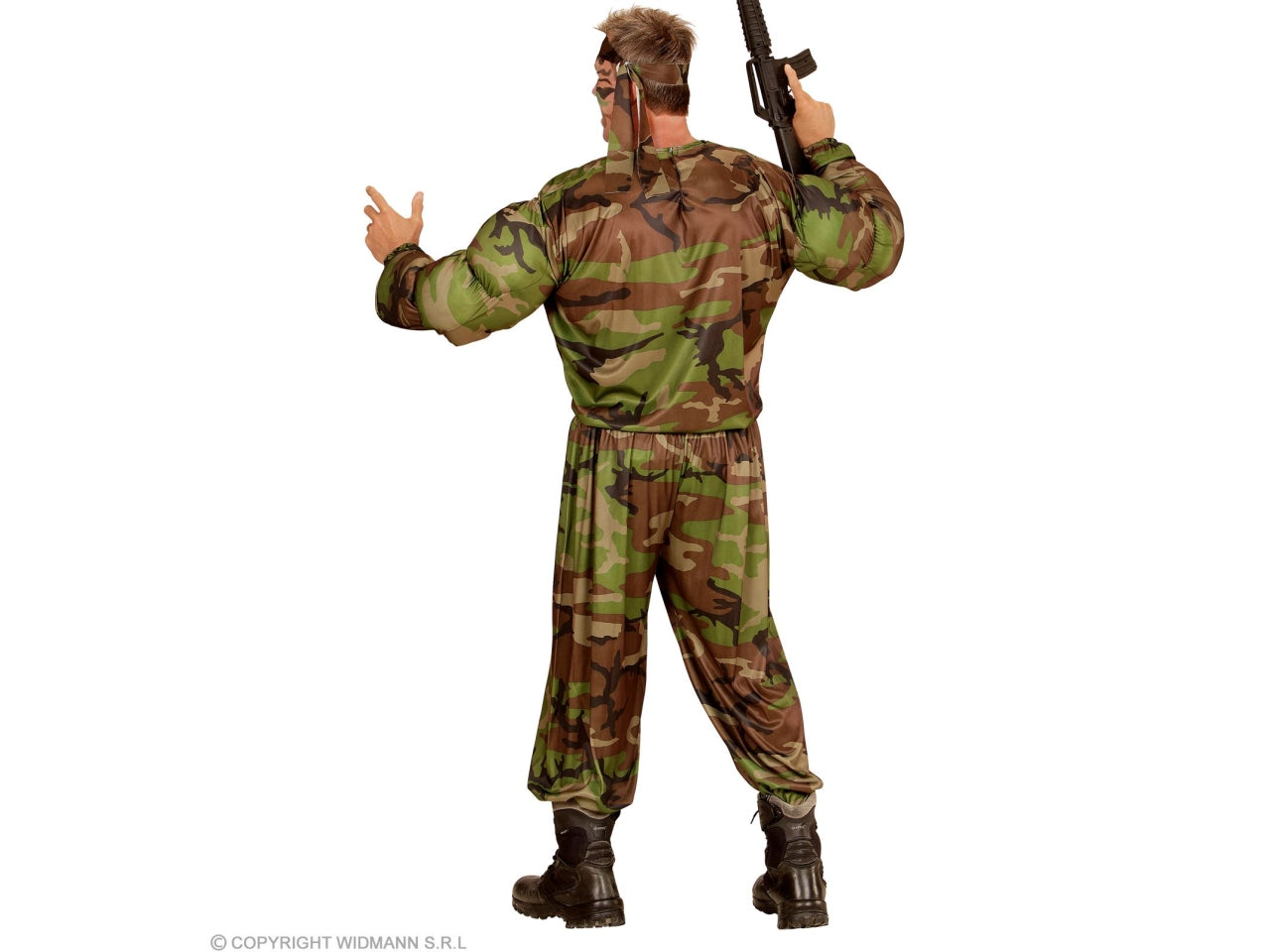 Costume da super soldato - il costume comprende camicia muscoli, pantaloni e fascia per testa - taglia xl