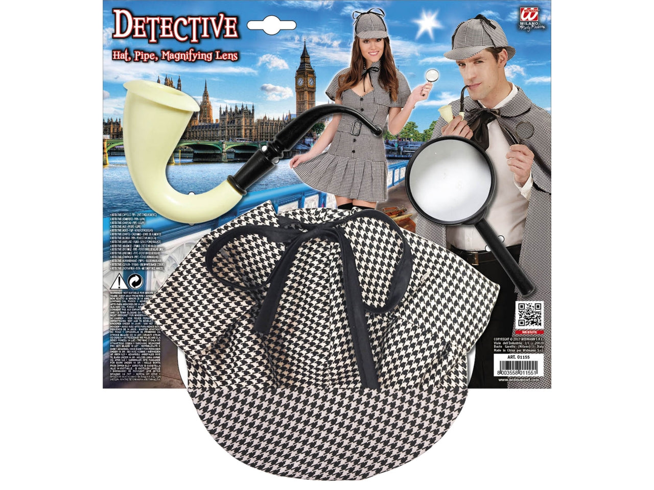 Set da detective - il set comprende cappello, pipa e lente d'ingrandimento