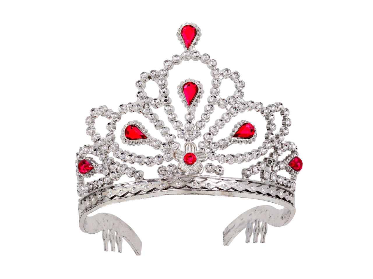 Tiara argento con gemme colore rosa
