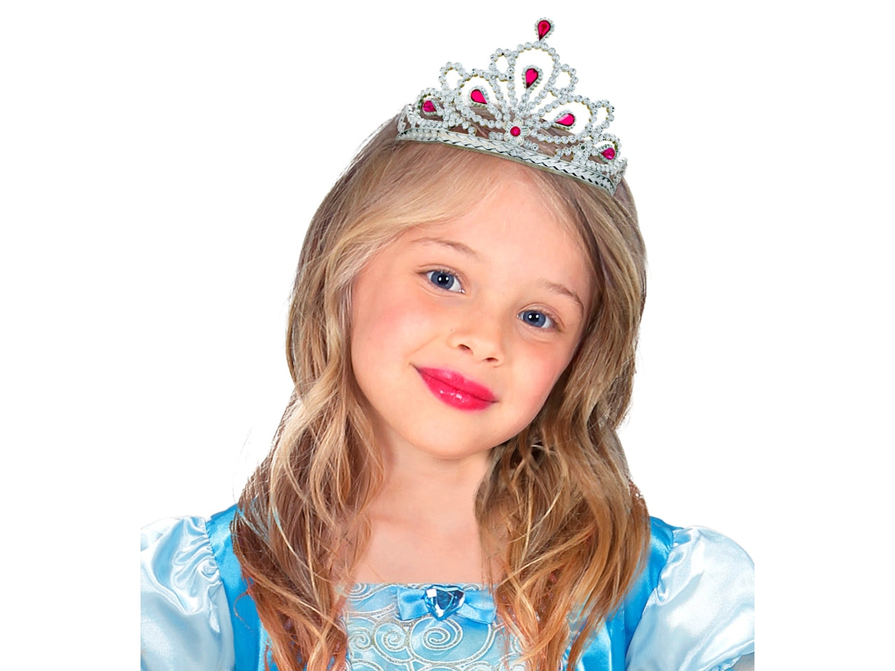 Tiara argento con gemme colore rosa