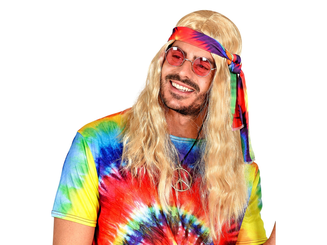 Parrucca hippie bionda con fascia tie-dye