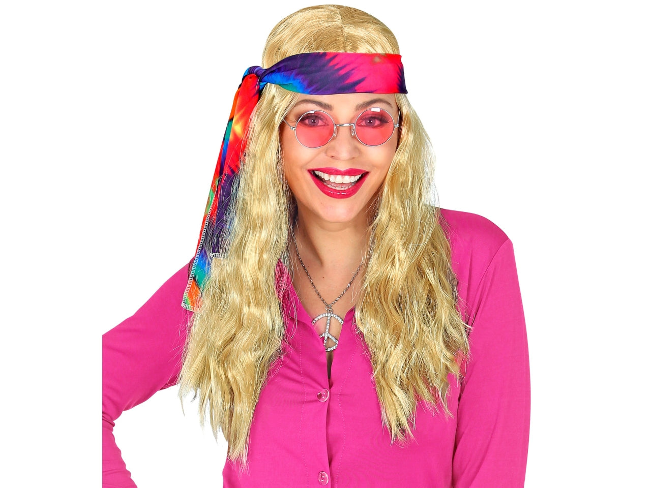 Parrucca hippie bionda con fascia tie-dye