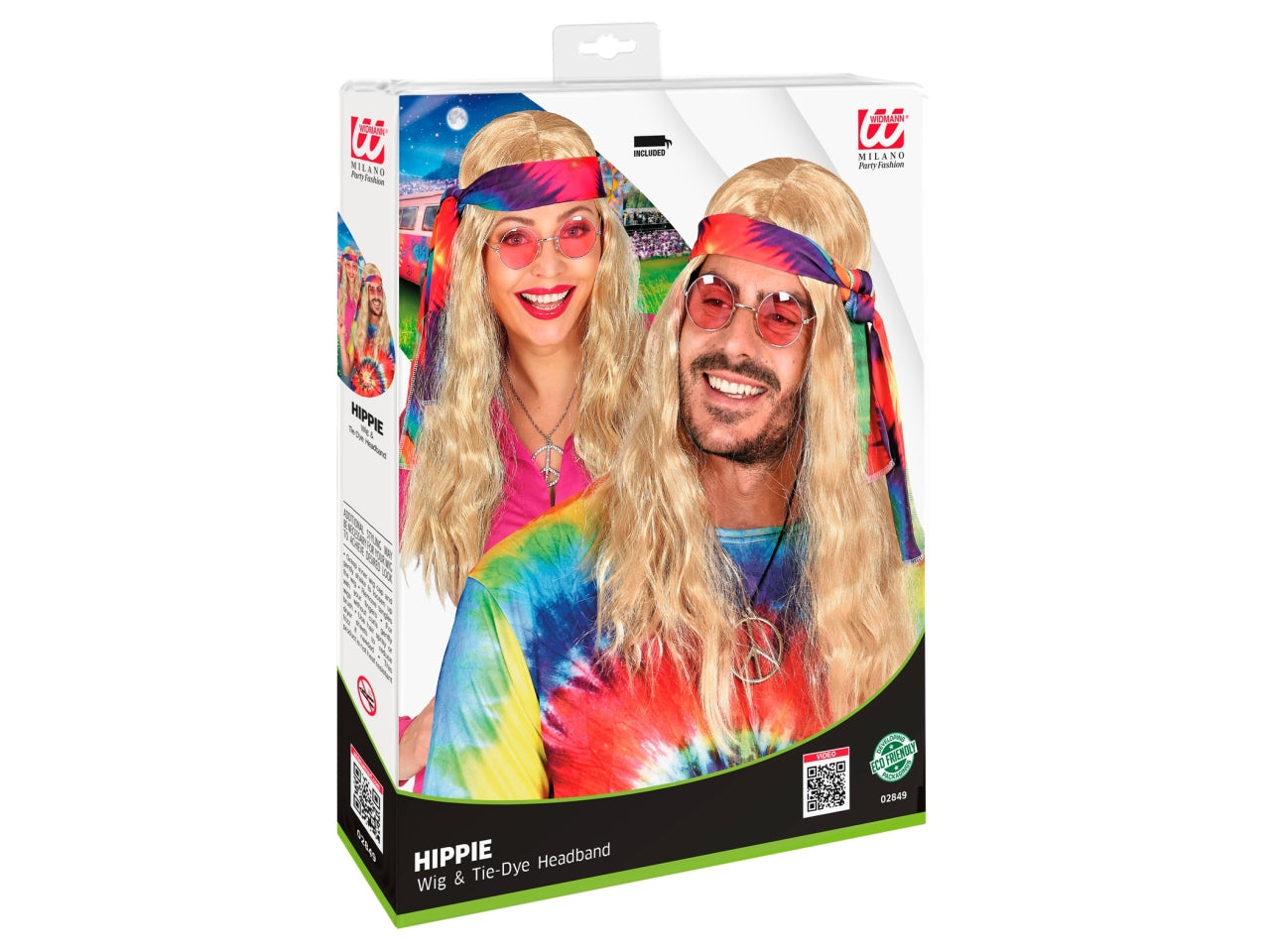 Parrucca hippie bionda con fascia tie-dye