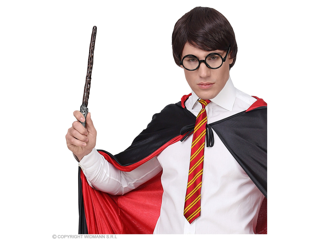 Set da mago apprendista - il set comprende occhiali da studente con lenti, cravatta e bacchetta magica