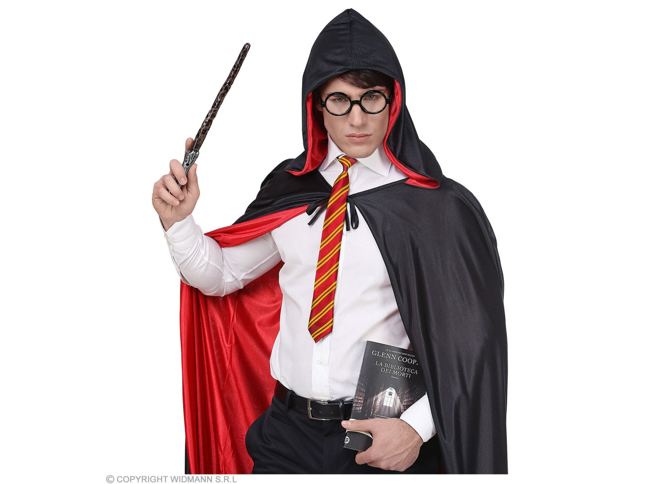 Set da mago apprendista - il set comprende occhiali da studente con lenti, cravatta e bacchetta magica