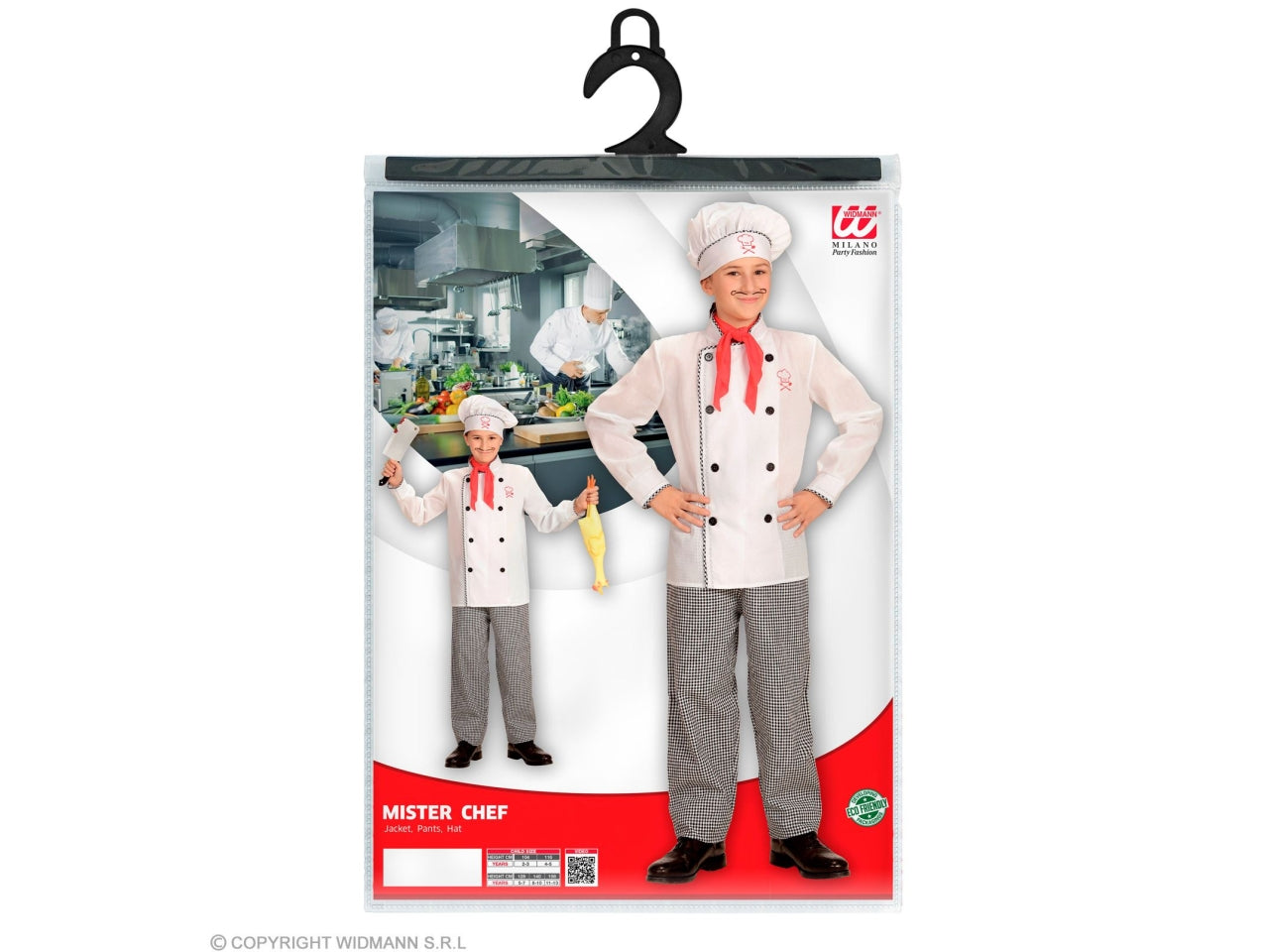 Costume da chef - il costume comprende giacca, pantaloni e cappello - taglia 10 anni