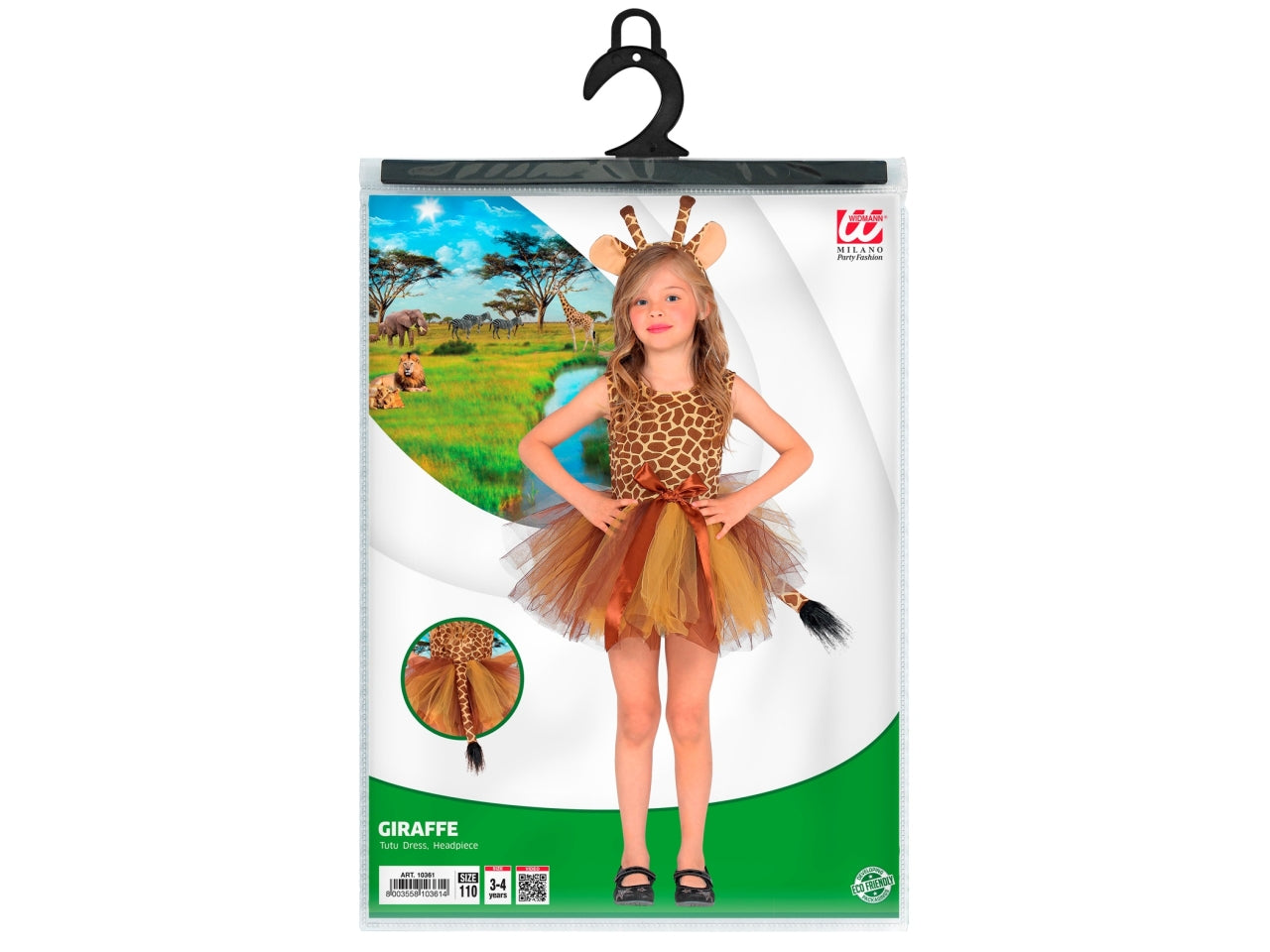 Costume da giraffa - il costume comprende vestito tutu e copricapo - taglia 3-4 anni