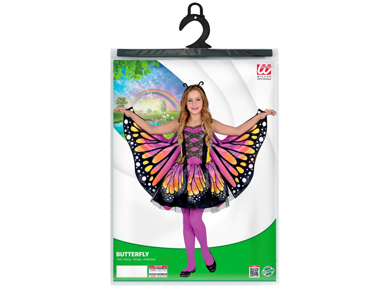 Costume da farfalla - il costume comprende vestito con tutu, ali e antenne - taglia 4-5 anni