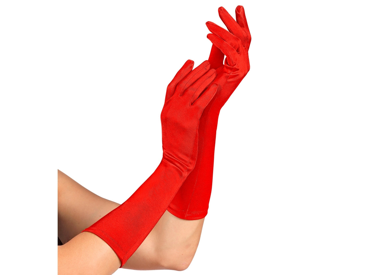 Guanti in raso elastan colore rosso misura 40cm