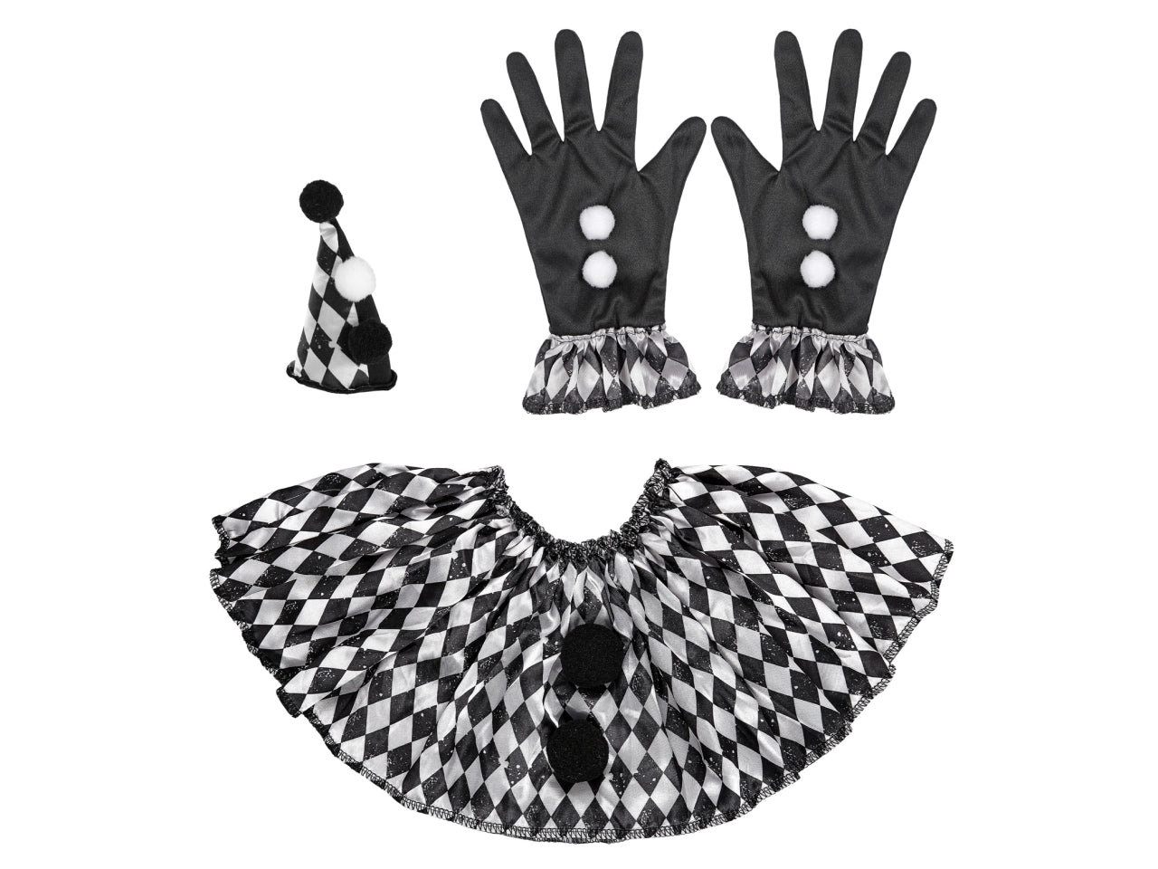 Set da arlecchino - il set comprende mini cappello, collare e guanti