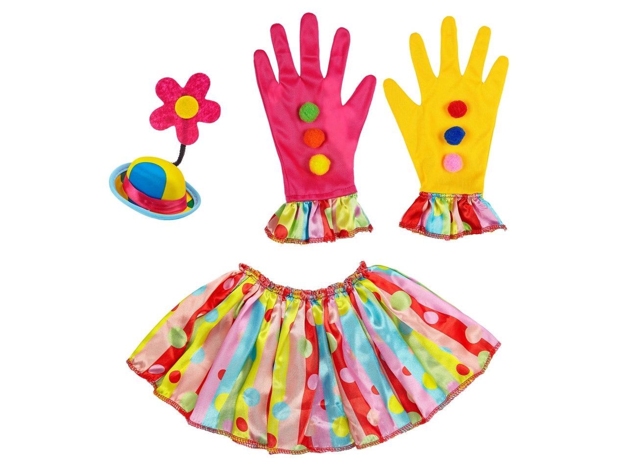 Set da pagliaccio - il set comprende mini cappello, collare e guanti