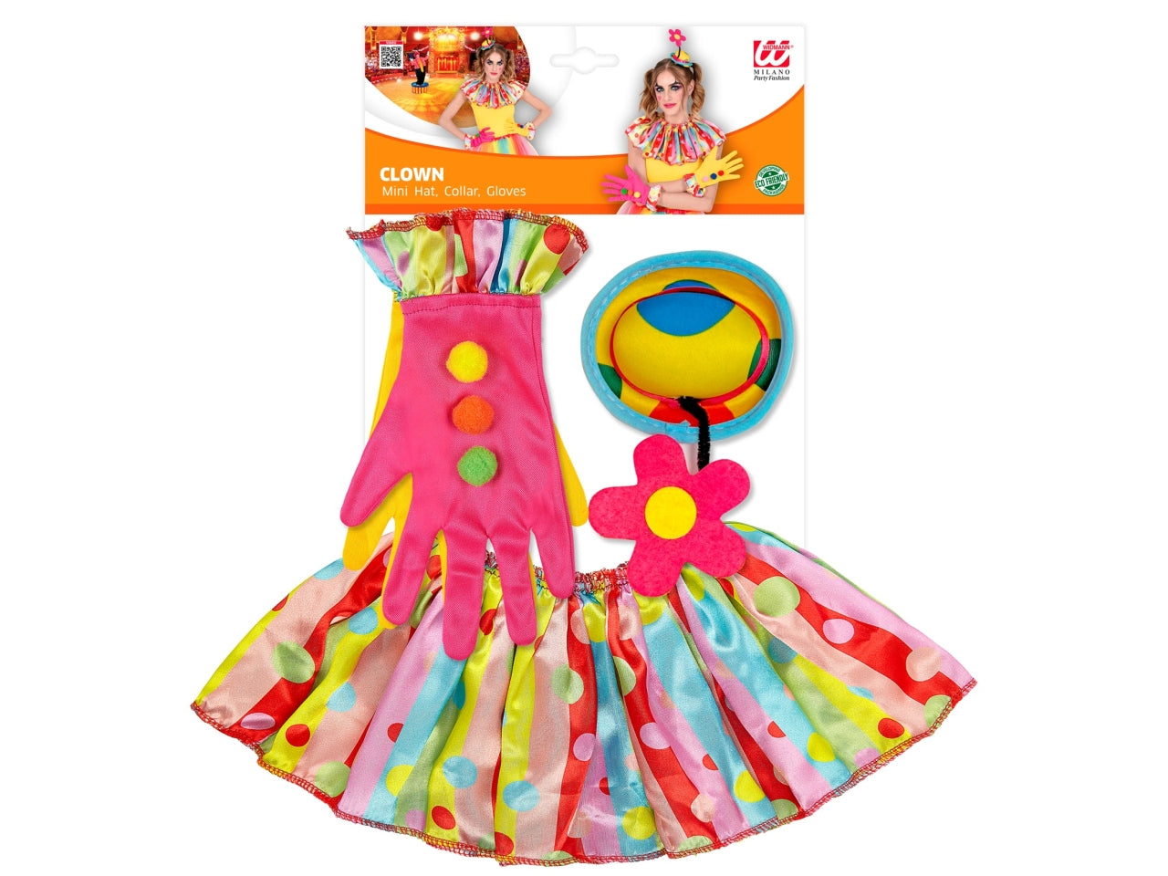 Set da pagliaccio - il set comprende mini cappello, collare e guanti