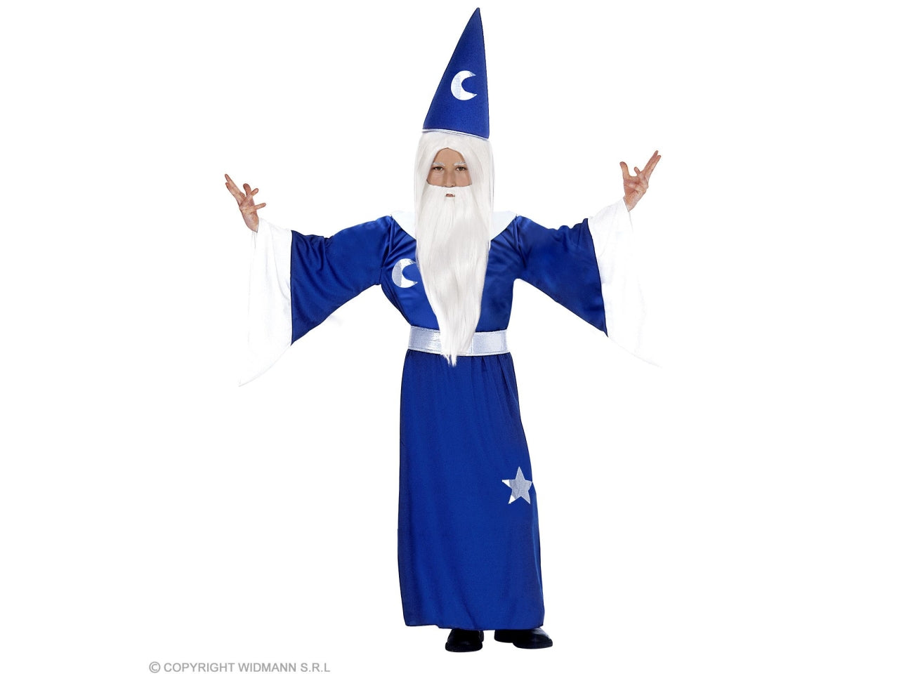 Costume da mago - il costume comprende tunica con collare, cintura e cappello - taglia 2-3 anni