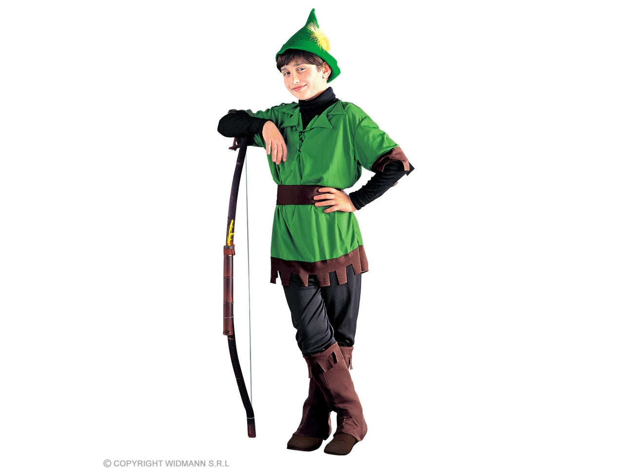 Costume principe dei ladri - il costume comprende casacca, pantaloni, cintura, copristivali e cappello con piuma - taglia 4-5 anni