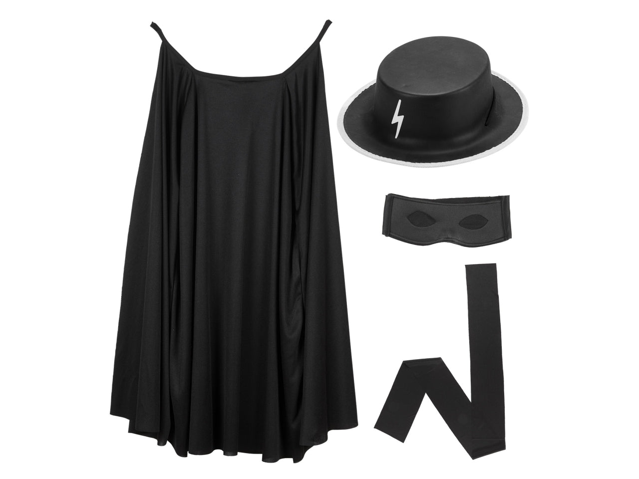 Set da eroe bandito mascherato - il set comprende mantello, cappello, mascherina e fascia