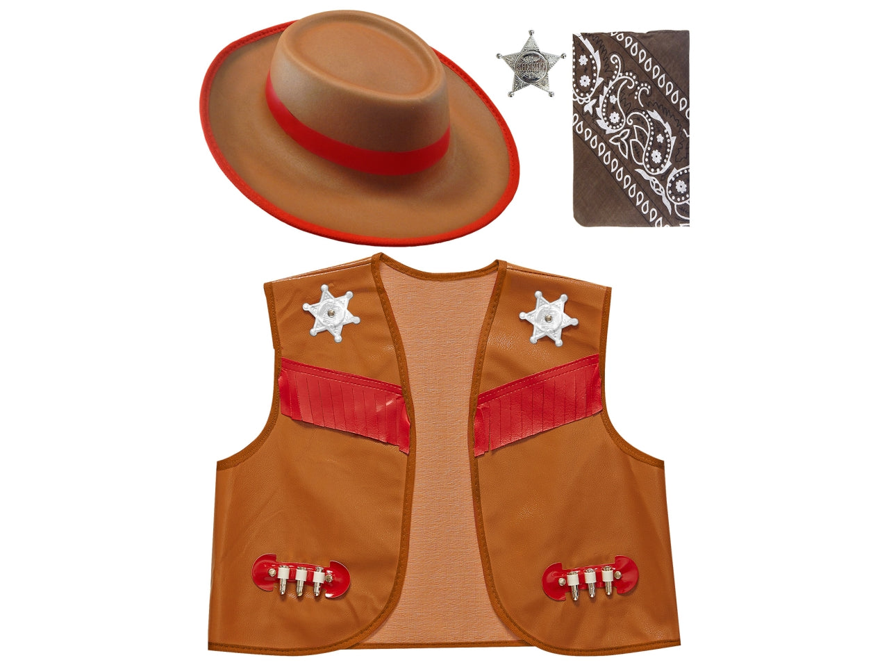 Set da cowboy - il set comprende gilet, cappello, bandana e stella sceriffo