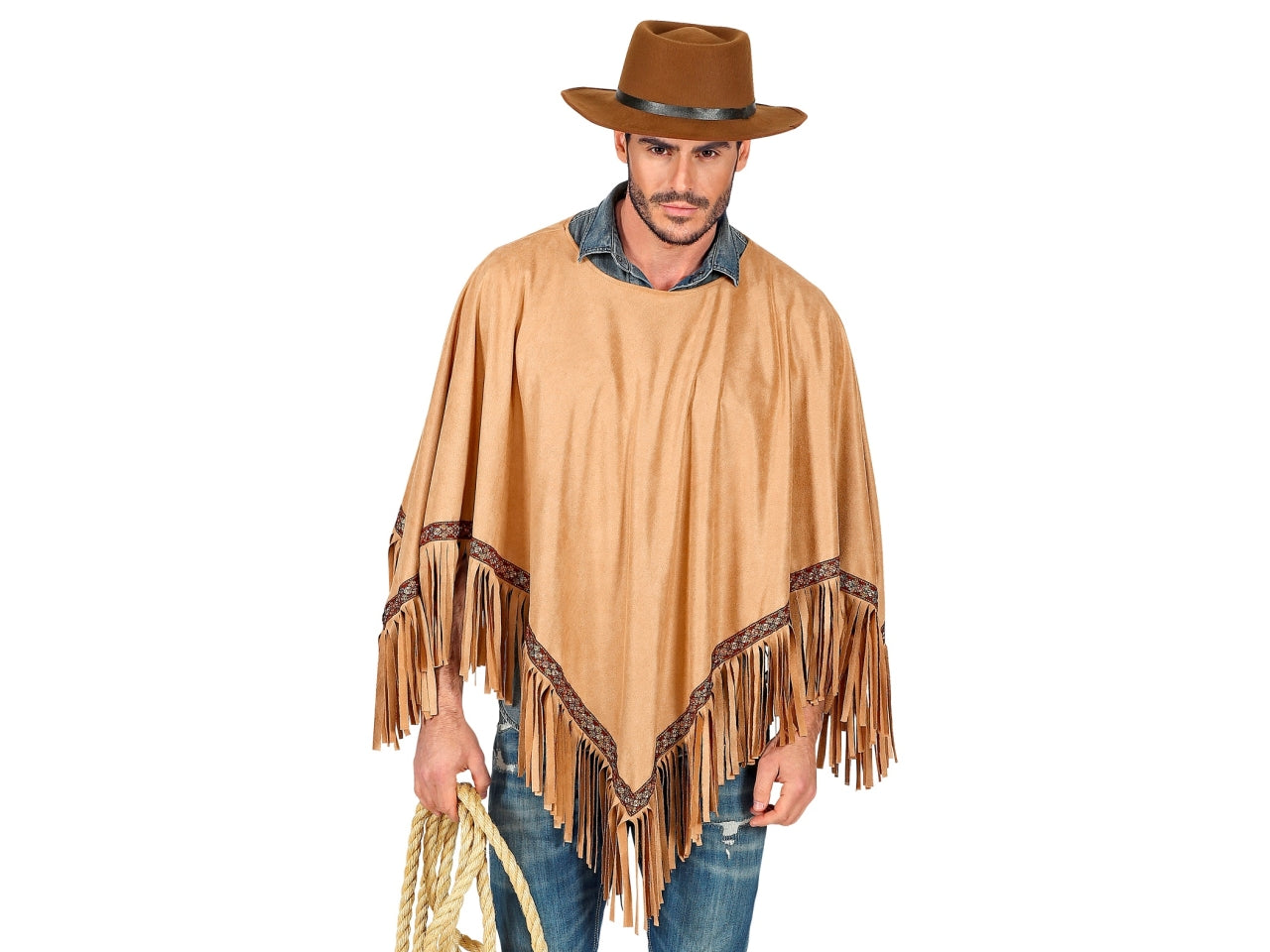 Poncho scamosciato colore marrone